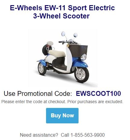 E-Wheels EW-11 Sport Electric 3-Wheel Scooter coupon code